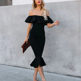 Un asunto con estilo: elegante y encantador vestido midi con volantes