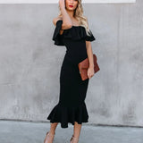 Un asunto con estilo: elegante y encantador vestido midi con volantes