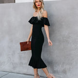 Un asunto con estilo: elegante y encantador vestido midi con volantes
