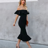 Un asunto con estilo: elegante y encantador vestido midi con volantes