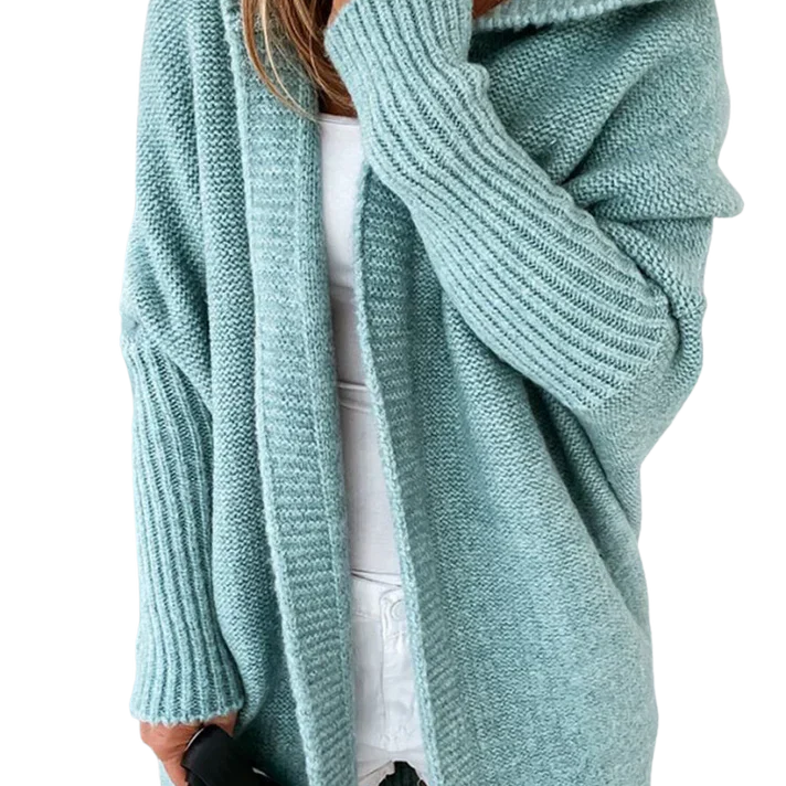 Cárdigan de mujer – Corte oversize – Lana de punto – Abertura frontal – Capucha