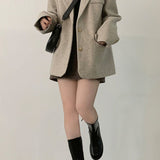 Blazer largo extragrande en mezcla de lana