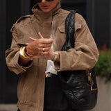 Chaqueta corta retro de ante