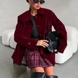 Abrigo vintage de terciopelo liso con botones