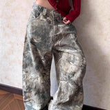 Vaqueros estilo hip hop de pierna ancha con lavado camuflaje.