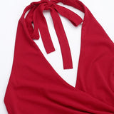 Vestido halter con cuello halter y espalda fruncida