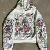 Sudadera con capucha y estampado de grafiti gótico