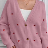 Chaleco de cuello en V bordado con corazones