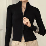 Chaleco de punto casual con cremallera frontal