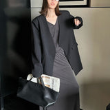 Blazer negro informal de gran tamaño