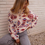 Sudadera gruesa con estampado de tortuga en bloques de color
