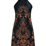 Vestido Halter para Mujer - Estampados Florales y Ornamentales - Corte Acampanado - Sin Mangas