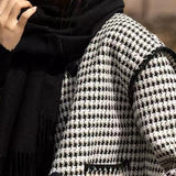 Chaqueta corta de tweed con estampado de pata de gallo
