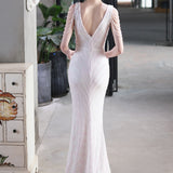 Elegante vestido de noche de sirena con lentejuelas