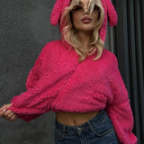 Sudadera con capucha y cremallera de felpa de peluche