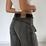 Vaqueros rectos con patchwork vintage