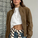 chaqueta vintage de ante color caqui