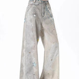 Vaqueros tie-dye de cintura alta y pierna ancha