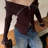 Blusa ajustada de cuello alto en punto lavado