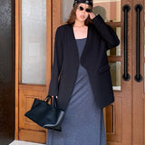Blazer negro informal de gran tamaño