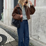 Chaqueta vintage extragrande de ante marrón