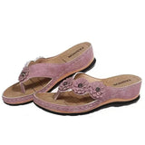 Sandalias de mujer - Punta abierta - Decoración floral - Suela ligera y cómoda