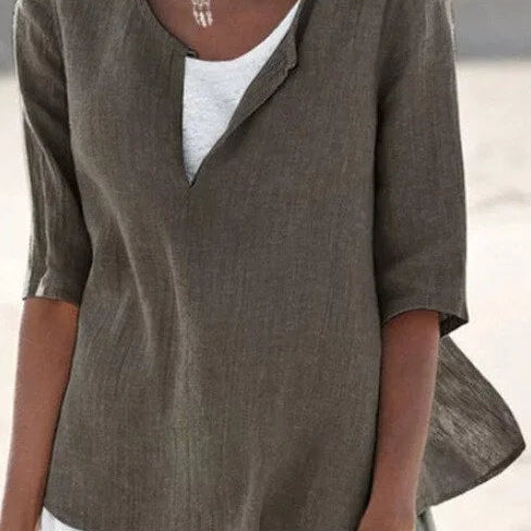 Blusa de mujer – Corte holgado – Mangas midi – Tejido transpirable – Estilo casual