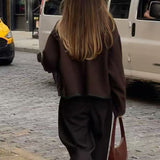 Abrigo casual de mezcla de lana con bloques de color