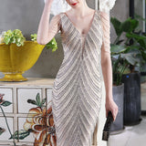 Elegante vestido de noche de sirena con lentejuelas