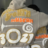 Sudadera con capucha de gran tamaño con estampado de letras abullonadas