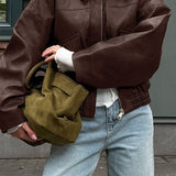 Chaqueta vintage de cuero sintético marrón