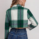 Chaqueta casual a cuadros con mangas largas