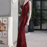 Elegante vestido de noche de sirena con lentejuelas