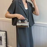 Bolso de hombro cilíndrico de acrílico, clutch de noche