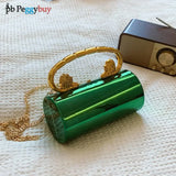 Bolso de hombro cilíndrico de acrílico, clutch de noche