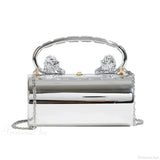 Bolso de hombro cilíndrico de acrílico, clutch de noche