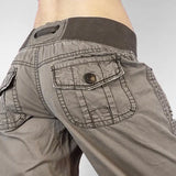 Vaqueros bootcut de tiro bajo con múltiples bolsillos