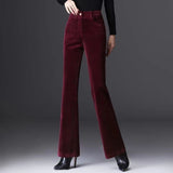 Pantalones de mujer - Pana - Cintura alta - Corte acampanado - Largo completo