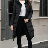 Chaqueta acolchada larga con capucha de talla grande