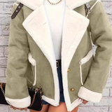 Abrigo de invierno de felpa cálido e informal con cuello.