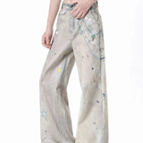 Vaqueros tie-dye de cintura alta y pierna ancha