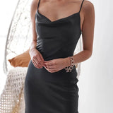 Aleena elegante vestido midi de raso