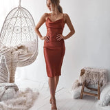 Aleena elegante vestido midi de raso
