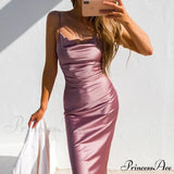 Aleena elegante vestido midi de raso
