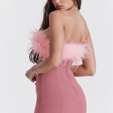 Vestido Lilou Slim sin tirantes | Acabado con ribete de piel