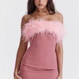 Vestido Lilou Slim sin tirantes | Acabado con ribete de piel