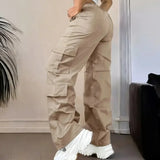 Pantalones cargo rectos y anchos en color albaricoque
