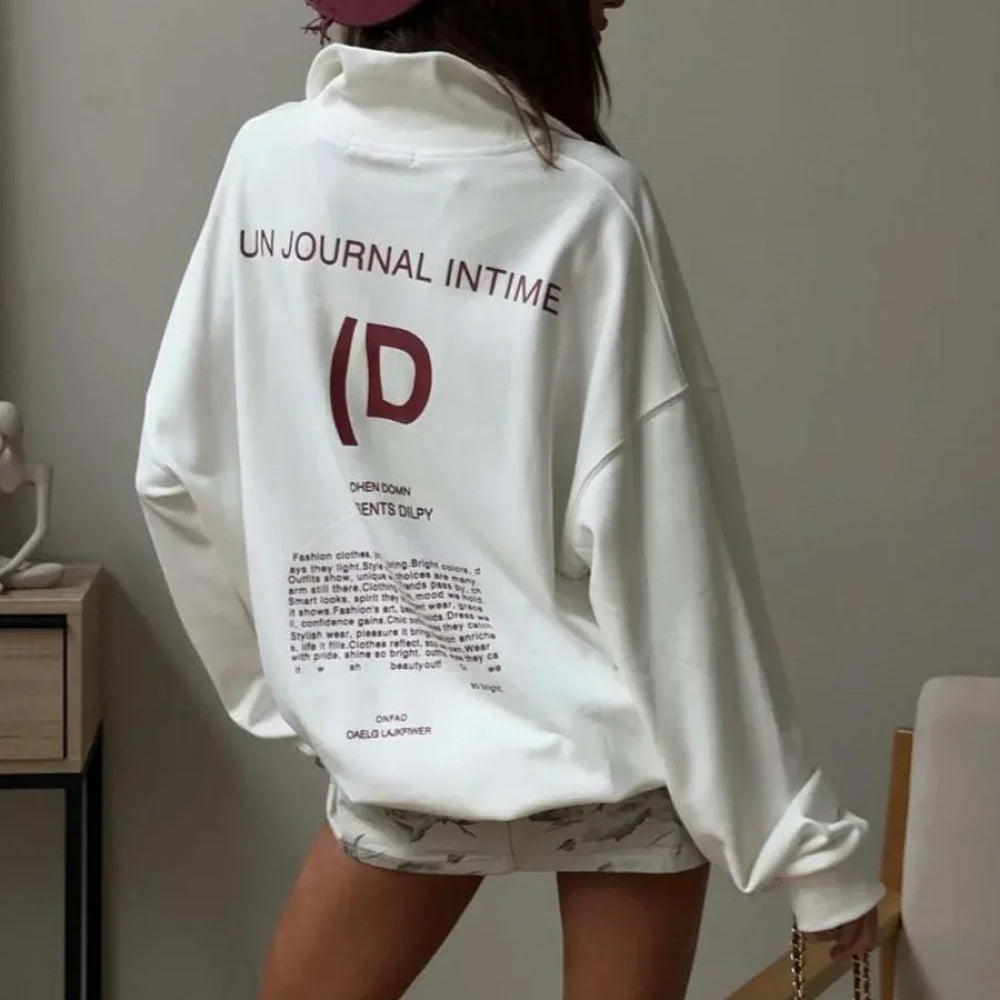 Sudadera casual con estampado de letras deportivas en dos tonos