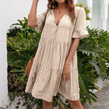 Britney - Vestido de verano holgado y fluido con mangas cortas