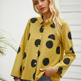 Blusa de mujer – Corte holgado – Tejido transpirable – Estampado de lunares – Mangas largas